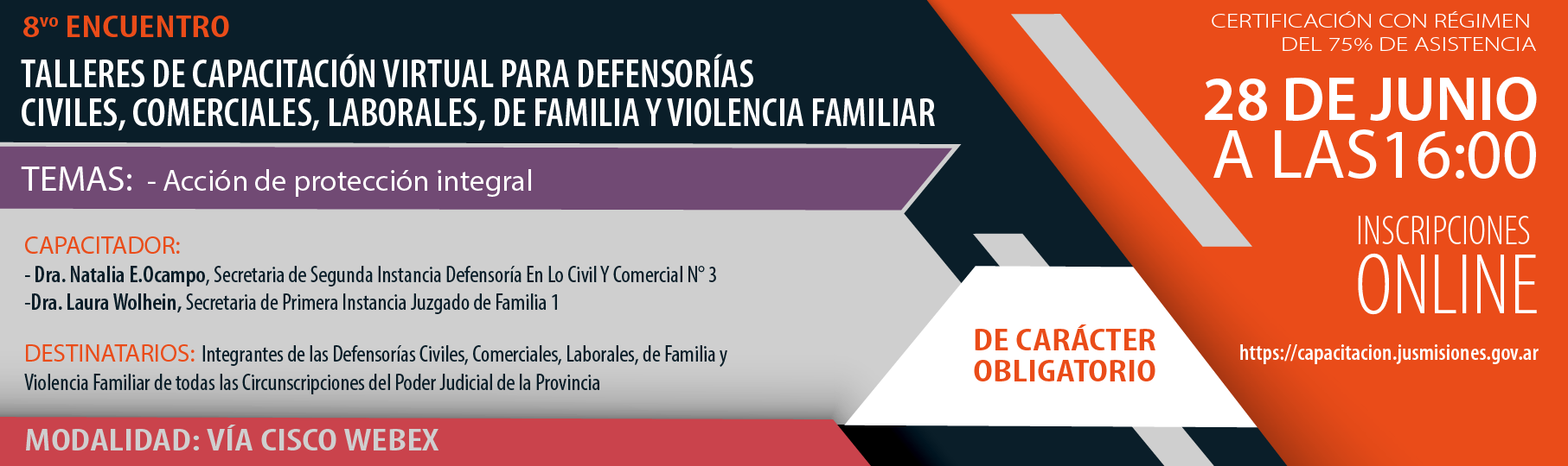 Talleres de Capacitación Virtual para Defensorías Civiles, Comerciales, Laborales, de Familia y Violencia Familiar